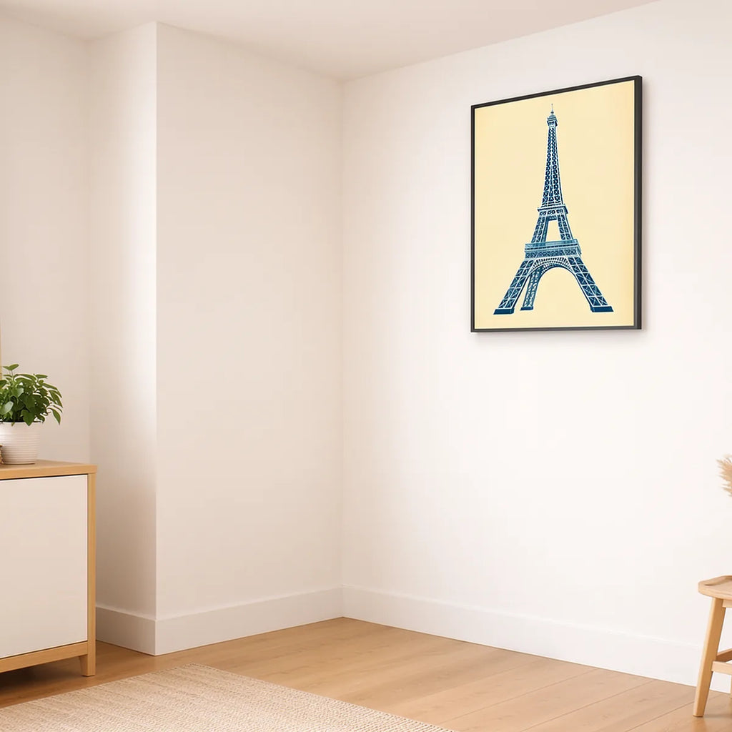 Eiffel Tower Blueprint Line Art Print