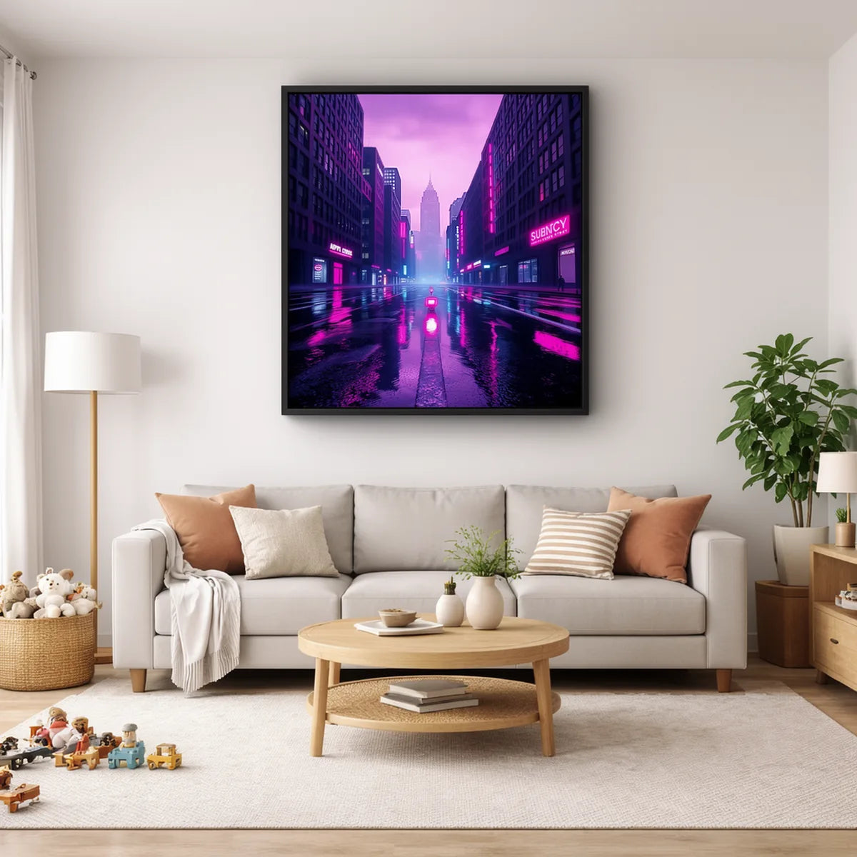 Neon Cyberpunk City Rain Street
