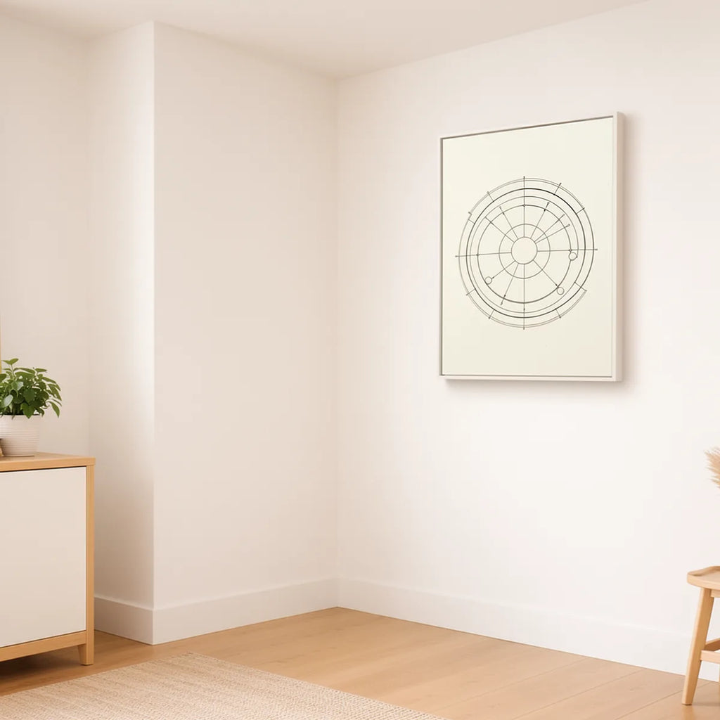Mechanical Orrery Minimal Line Art