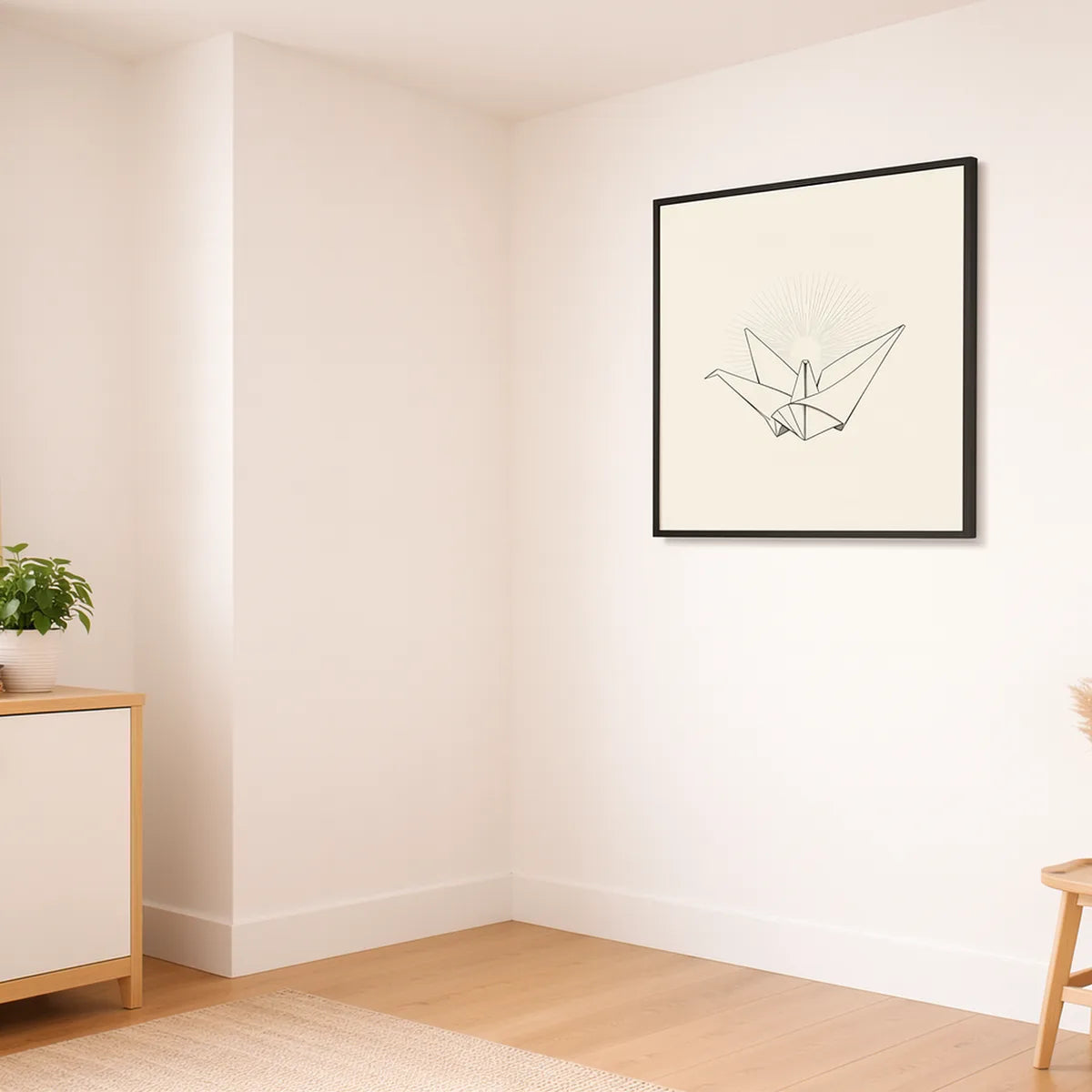 Unfolding Origami Crane Line Art