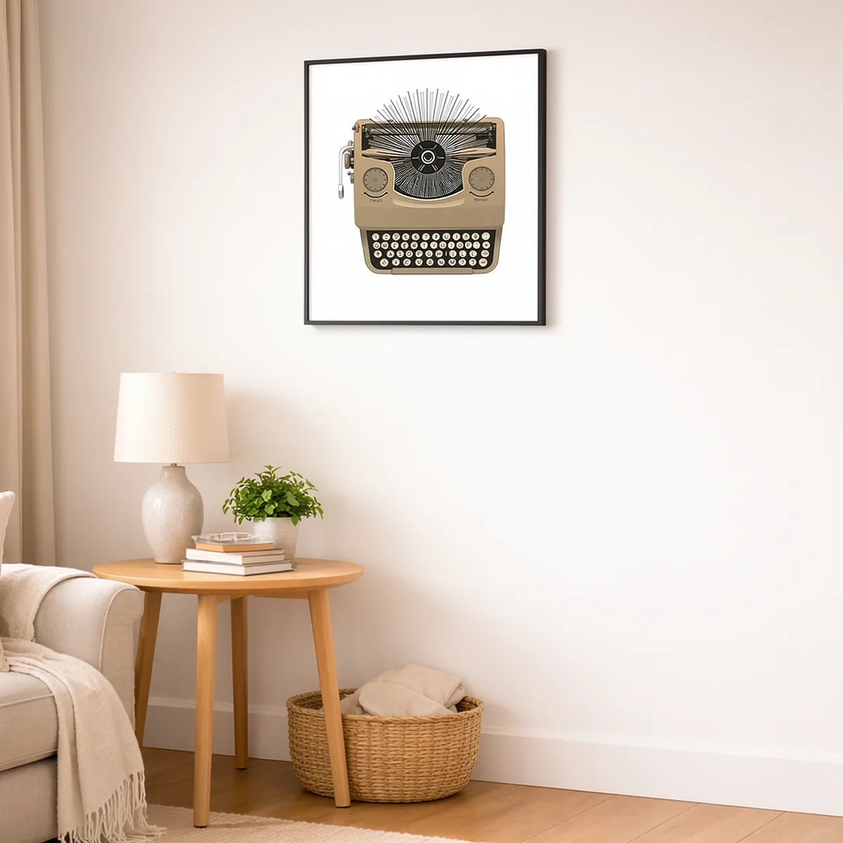 Vintage Typewriter Overhead Line Art