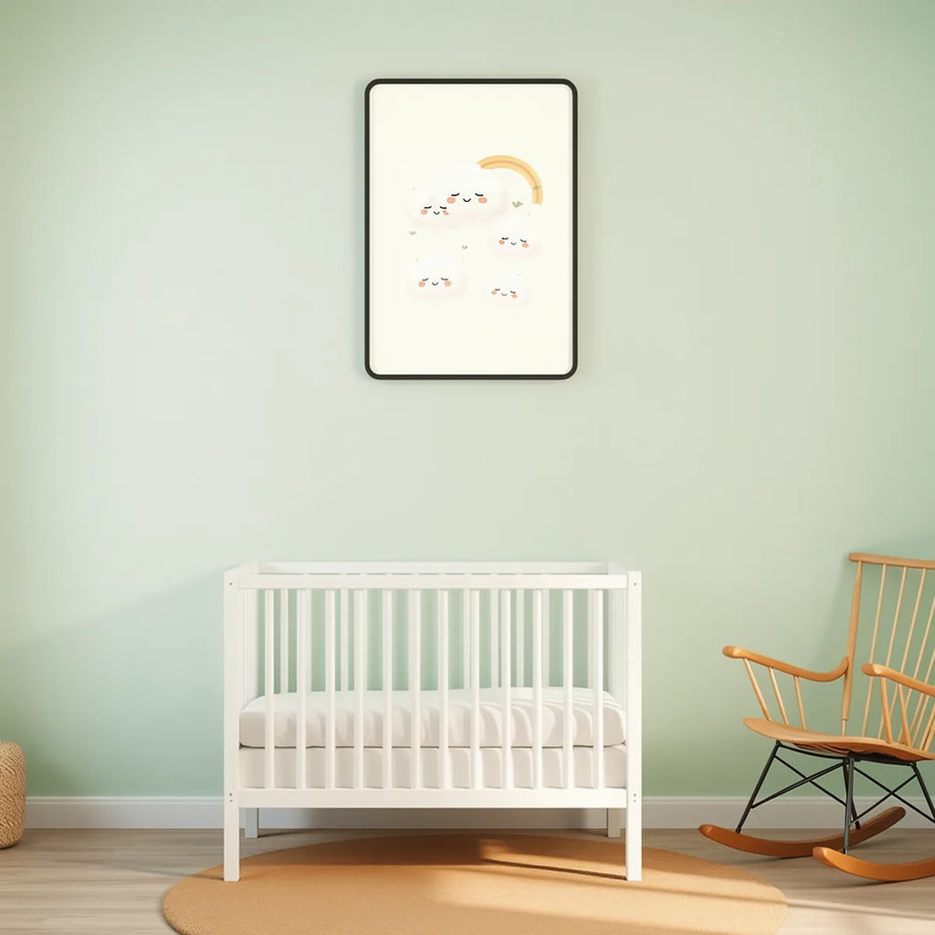 Fluffy Cloud Faces Nursery Print