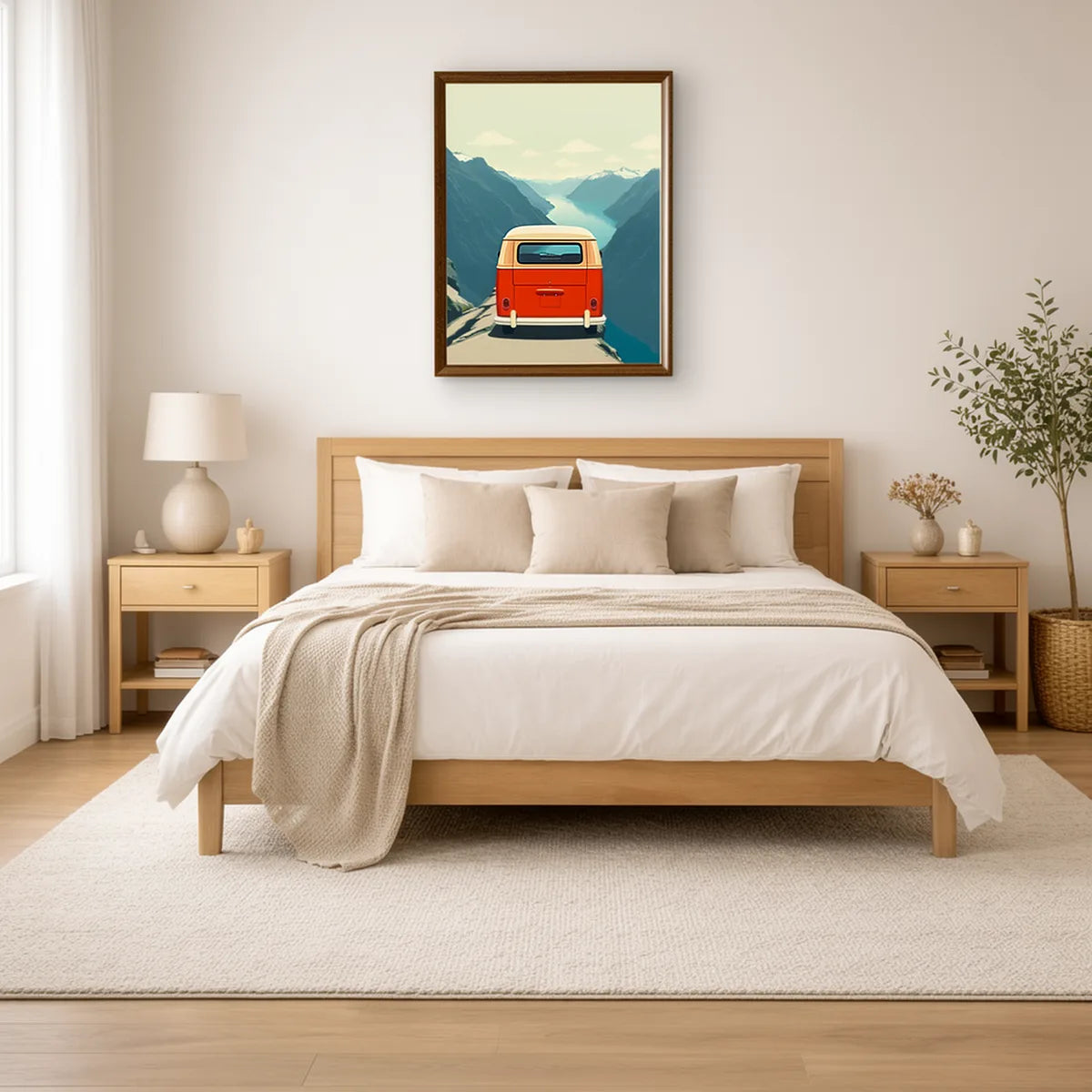 Retro VW Microbus Norwegian Fjord Poster