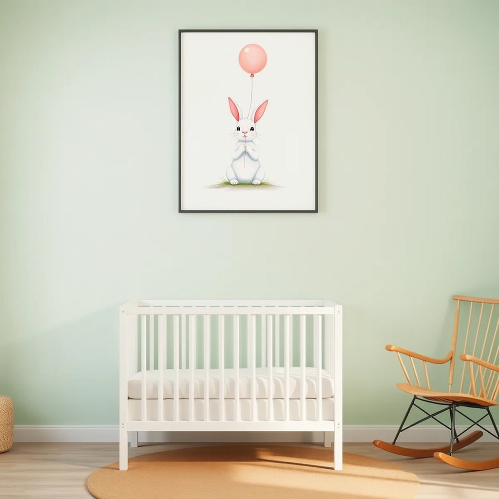 Bunny with Balloon Nursery Print
