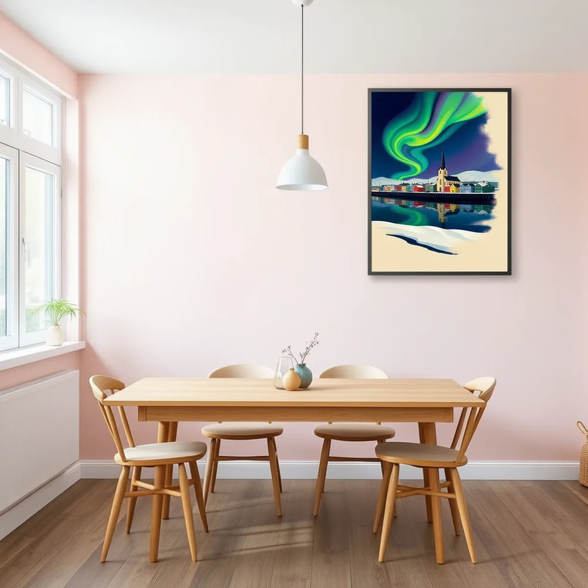 Reykjavik Northern Lights Art Print