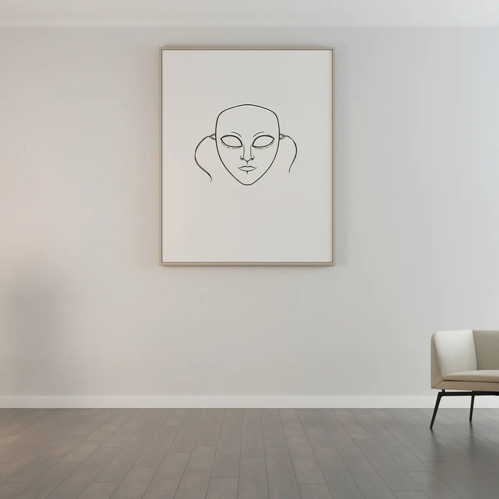 Venetian Bauta Mask Line Art