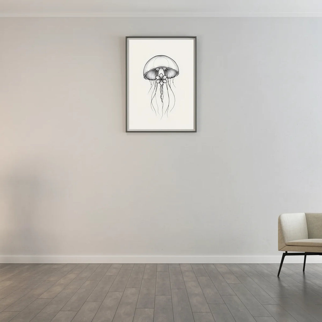 Moon Jellyfish Minimal Line Art