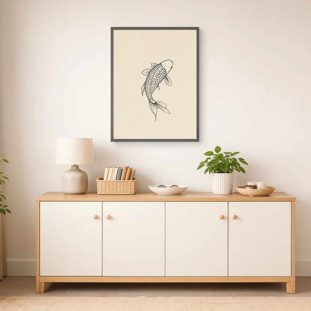 Koi Fish Minimal Line Art Print