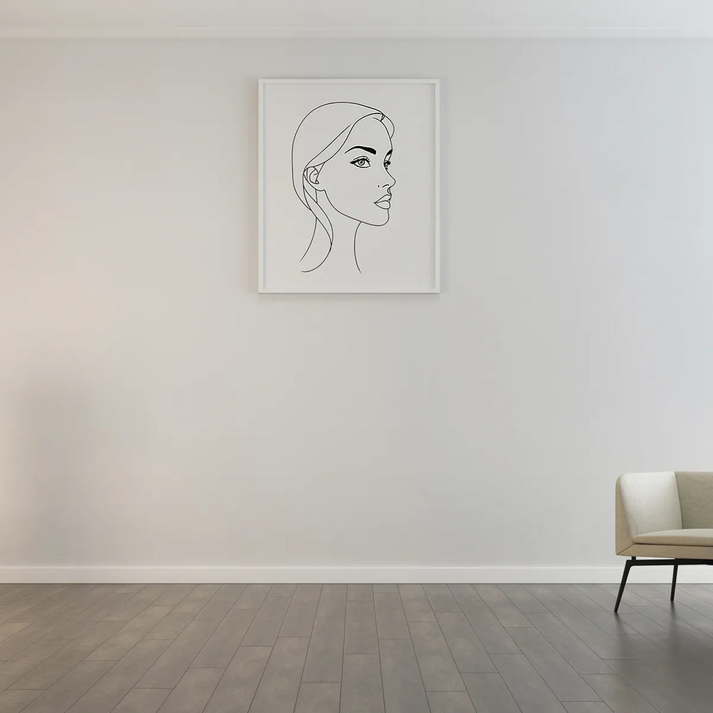 Continuous Line Woman Portrait Print