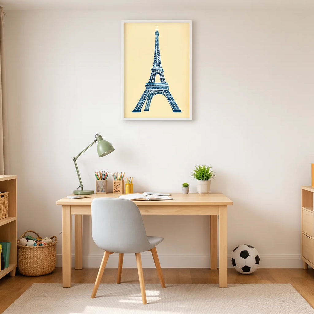 Eiffel Tower Blueprint Line Art Print