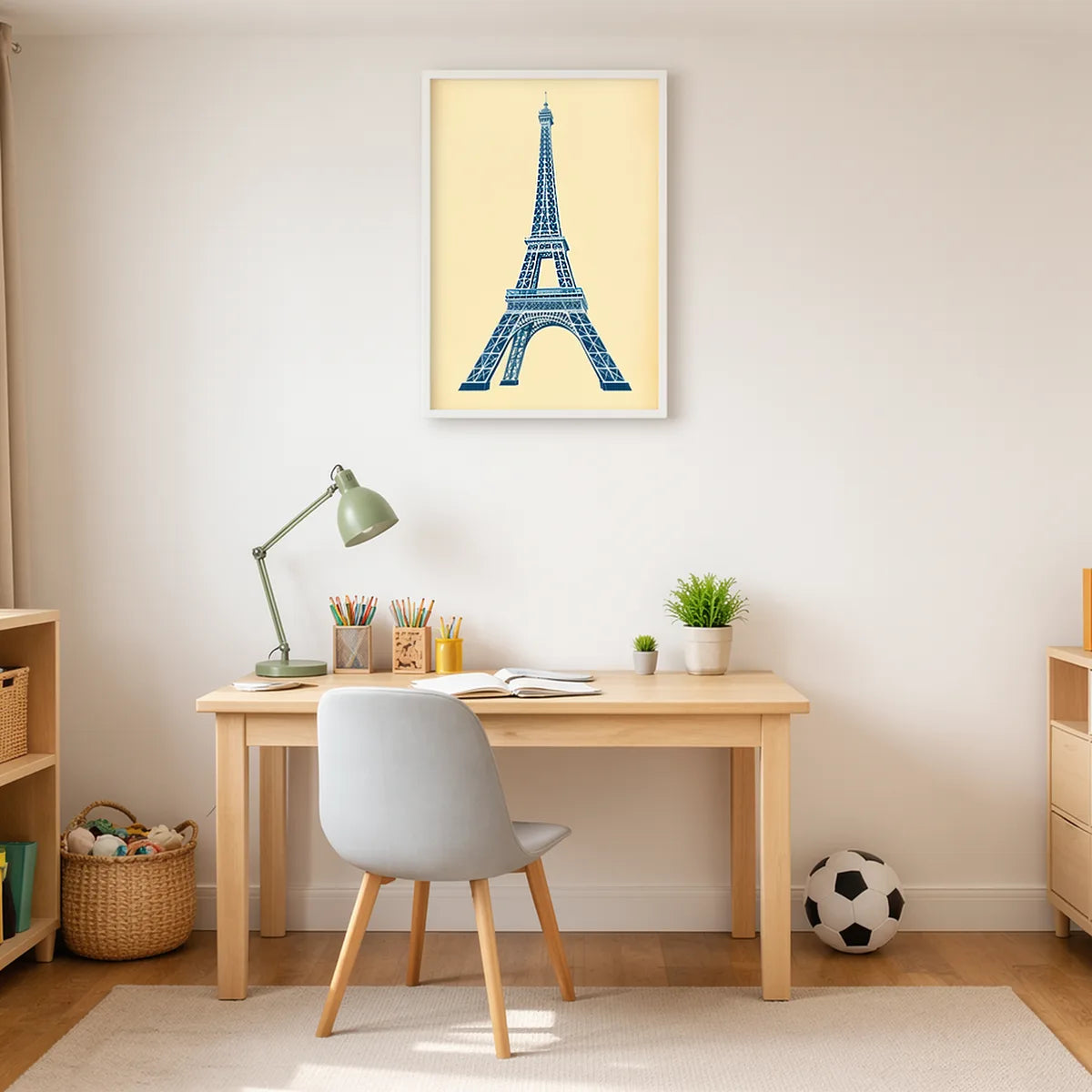 Eiffel Tower Blueprint Line Art Print
