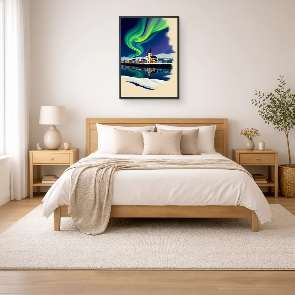 Reykjavik Northern Lights Art Print