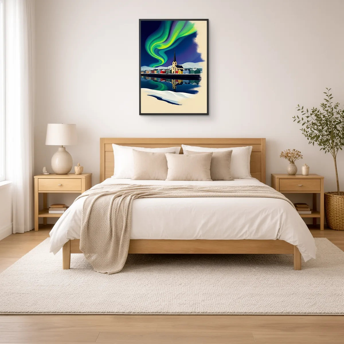 Reykjavik Northern Lights Art Print