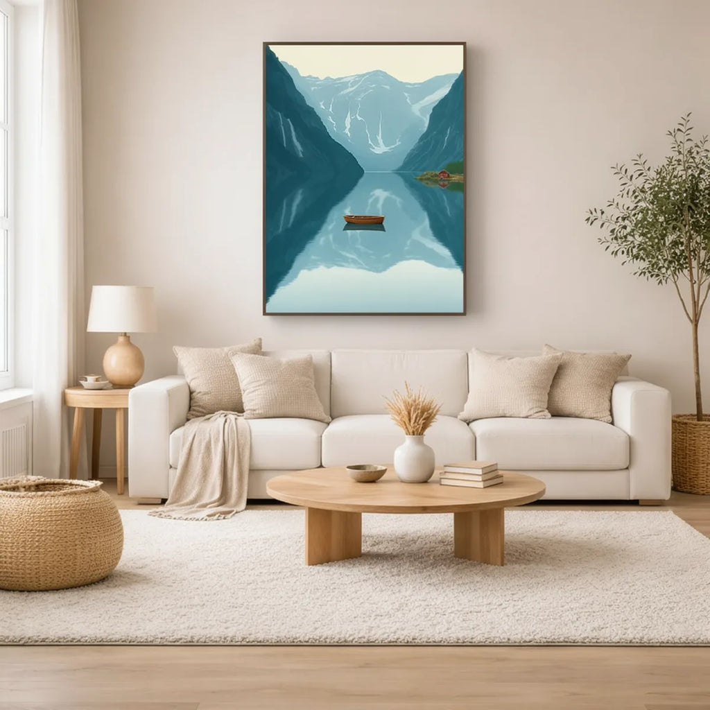 Norwegian Fjord Boat Travel Poster