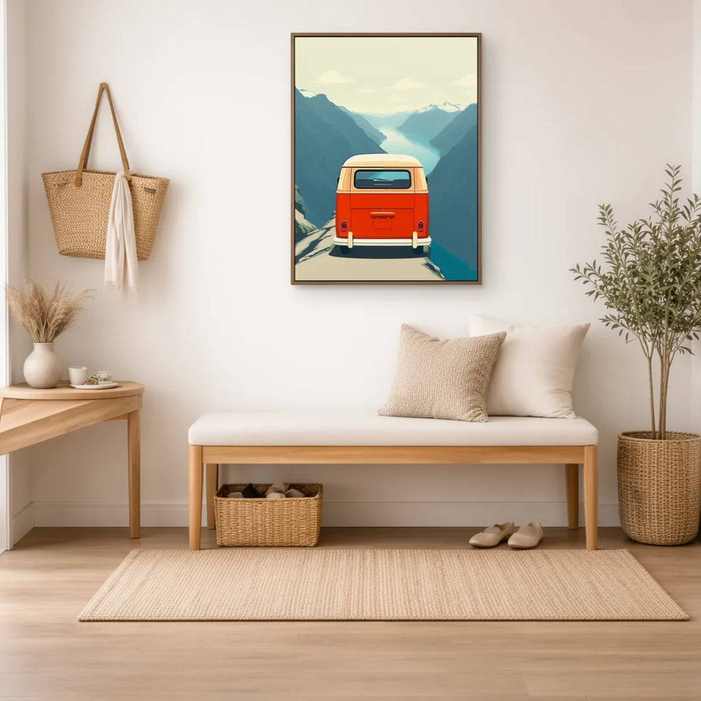 Retro VW Microbus Norwegian Fjord Poster