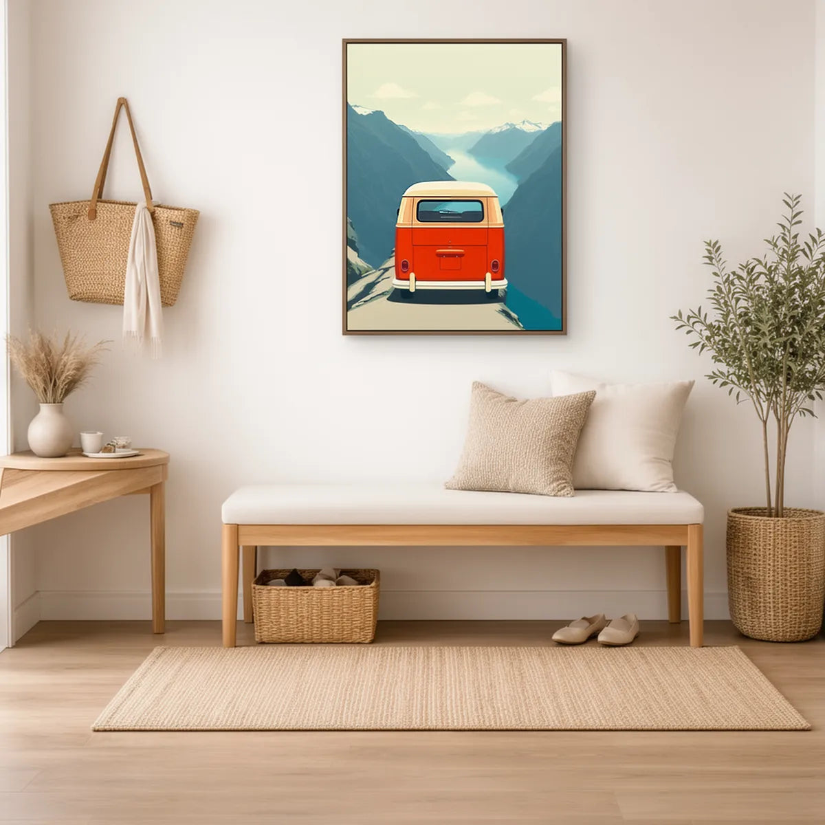 Retro VW Microbus Norwegian Fjord Poster