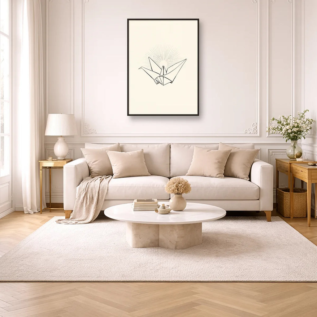 Unfolding Origami Crane Line Art