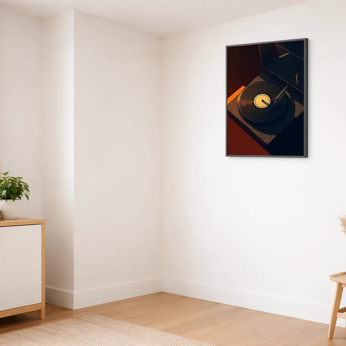 Vintage Turntable Record Player Art