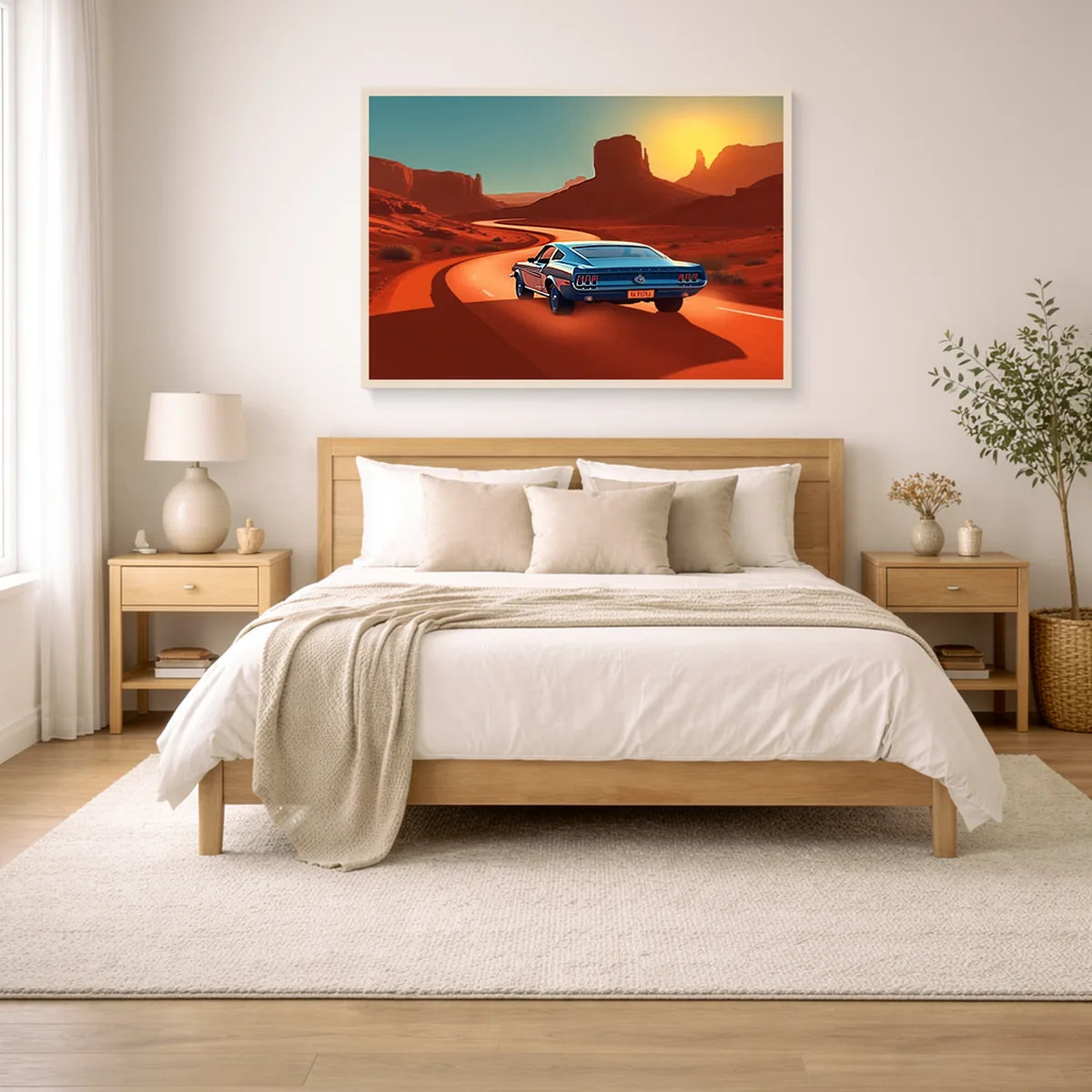 Retro Mustang Desert Highway Poster