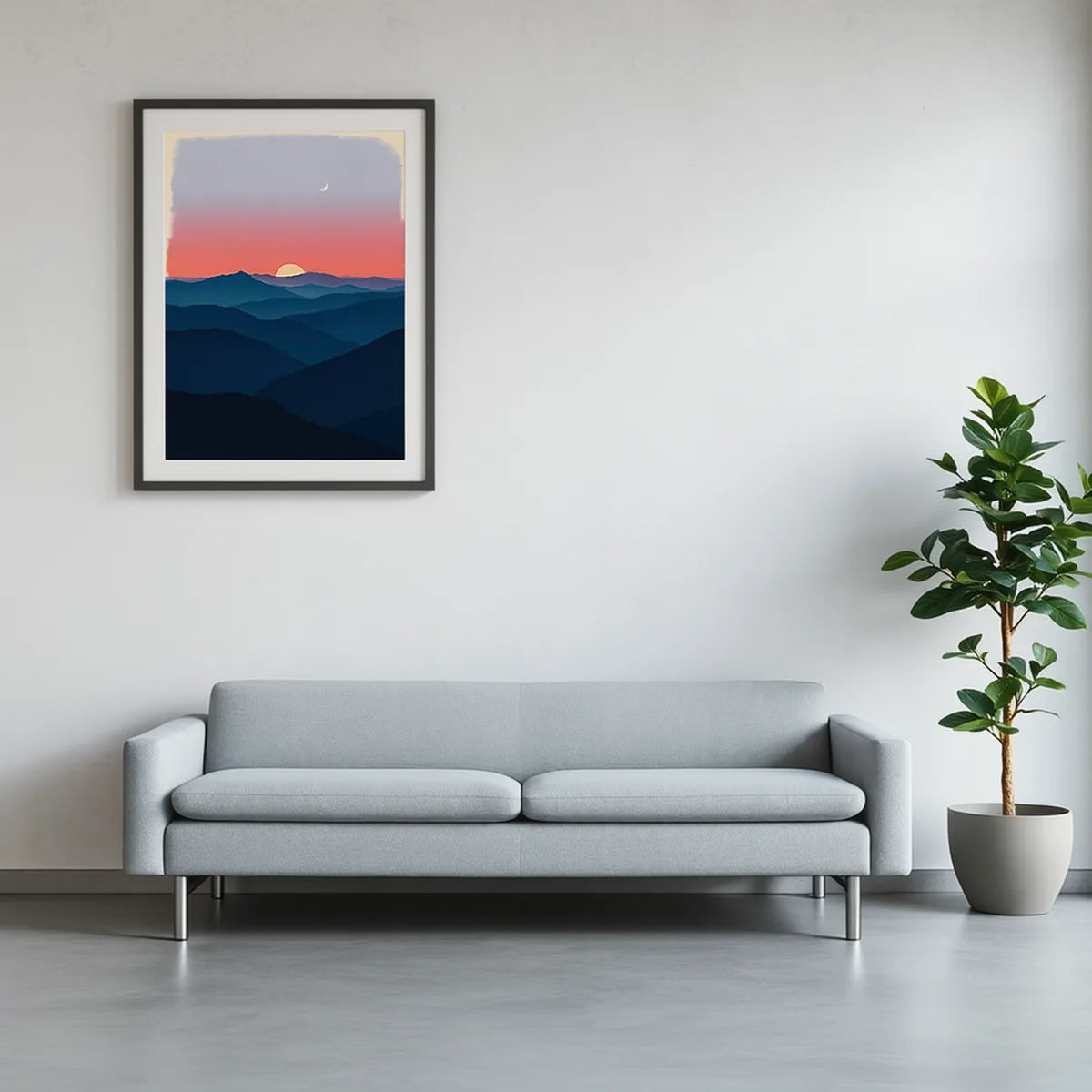 Layered Mountain Dusk Landscape Print
