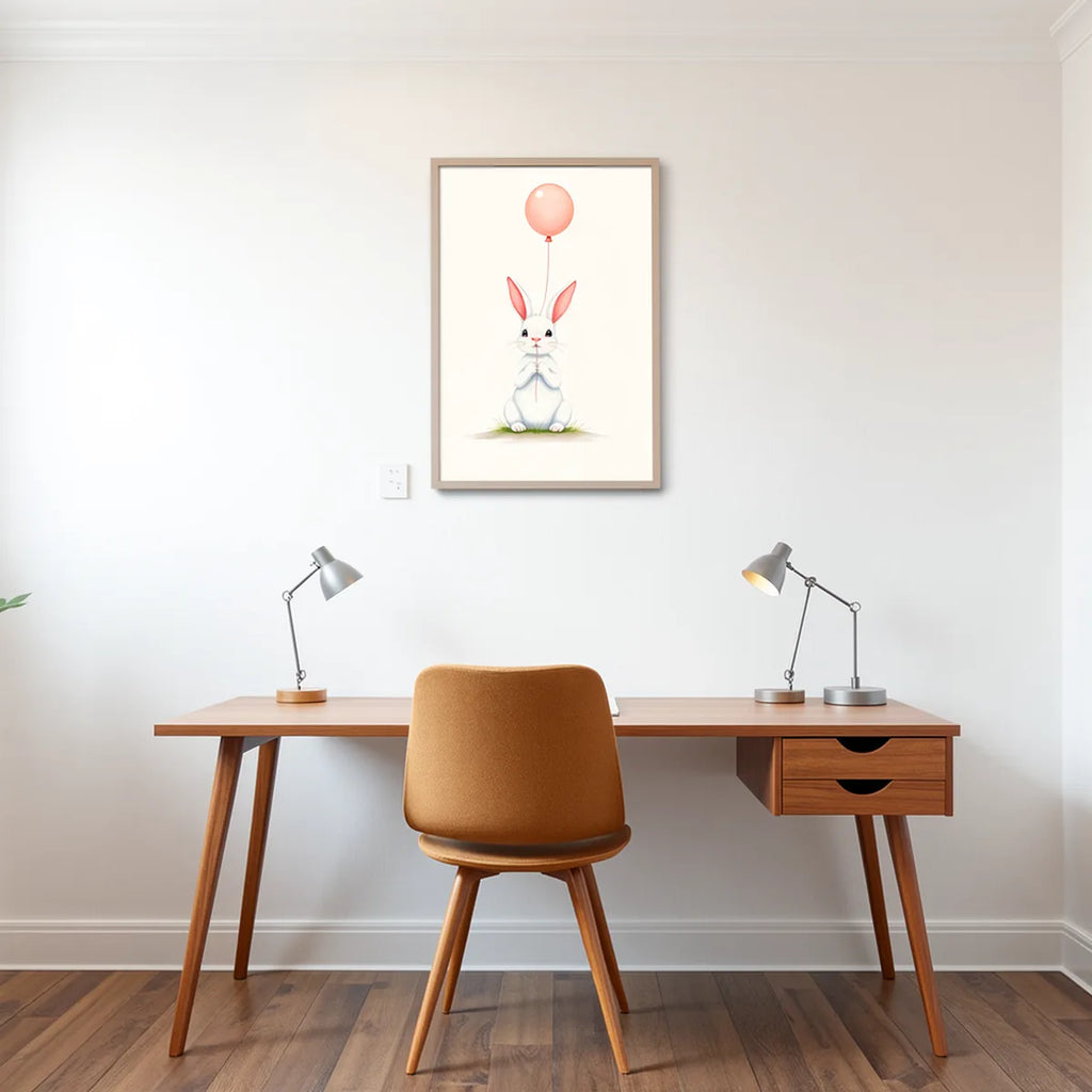 Bunny with Balloon Nursery Print