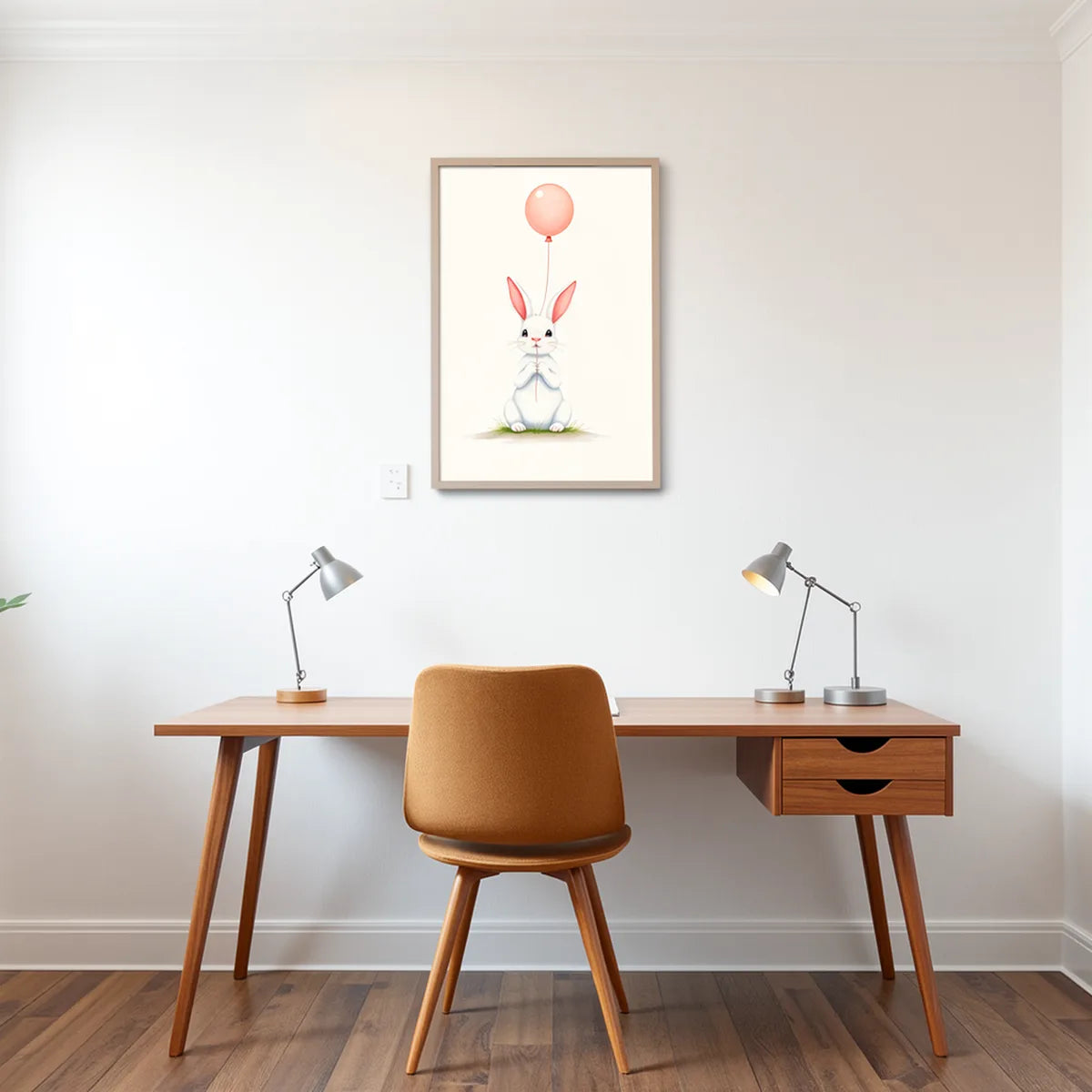 Bunny with Balloon Nursery Print