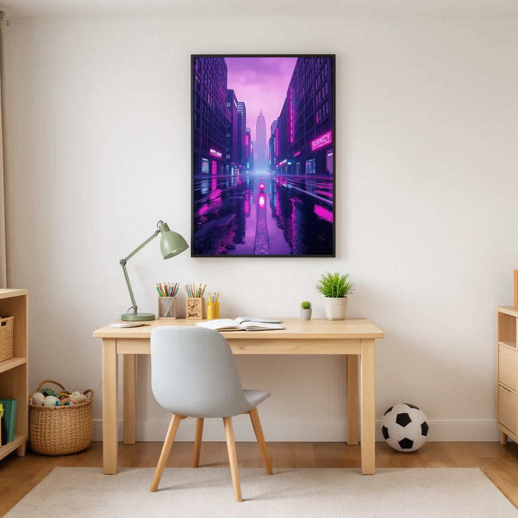 Neon Cyberpunk City Rain Street