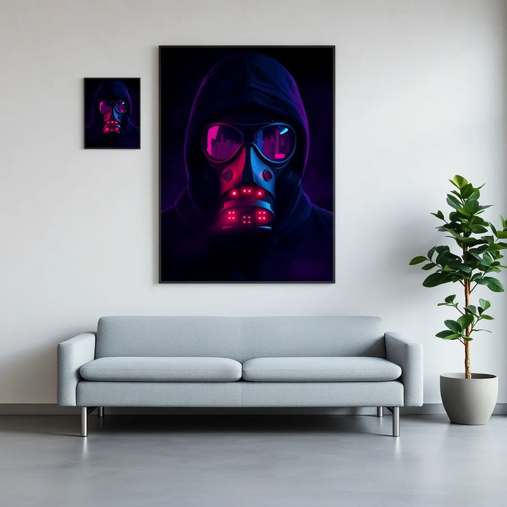 Cyberpunk Gas Mask Portrait Print