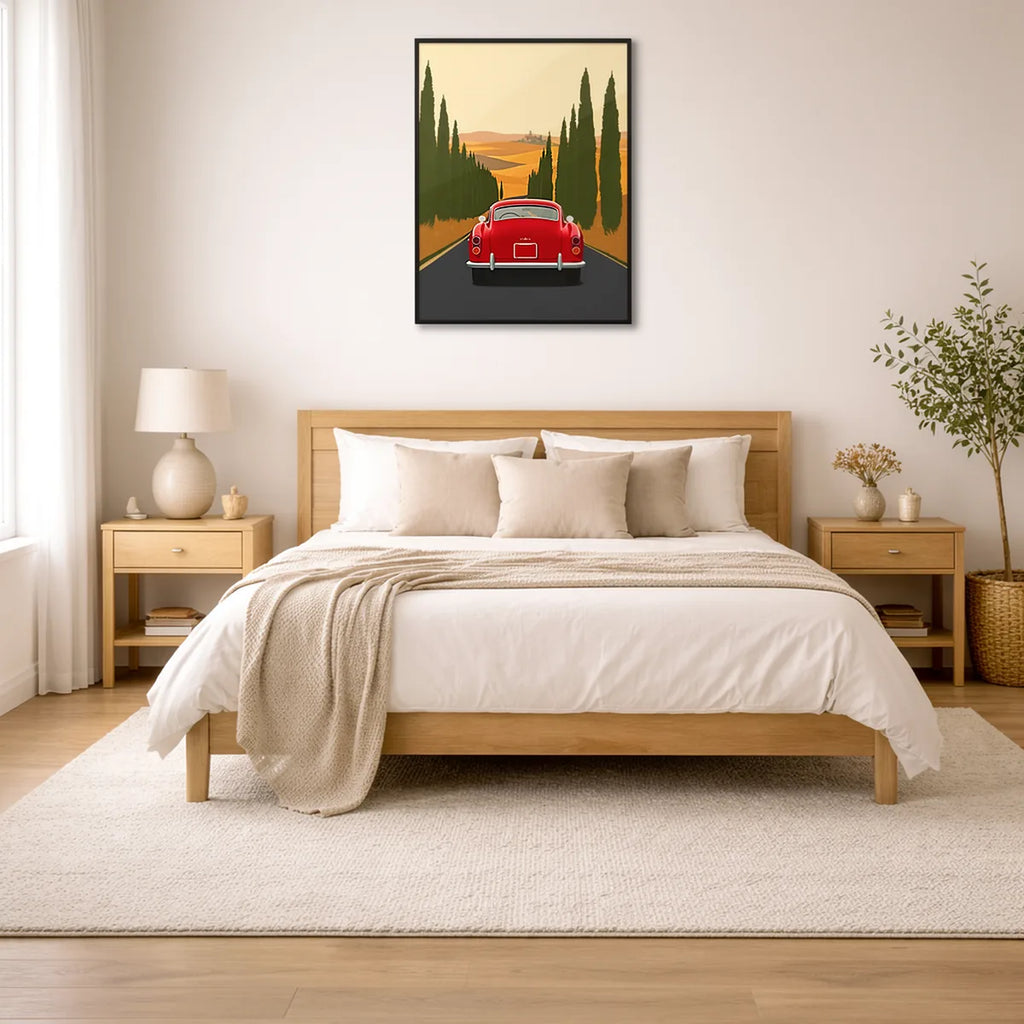 Retro Ferrari Tuscany Travel Poster