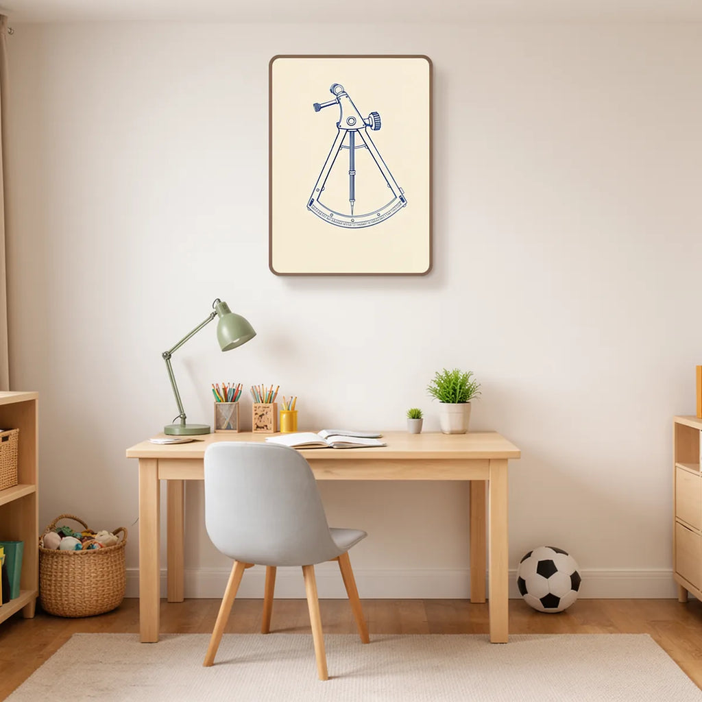 Maritime Sextant Minimal Line Art
