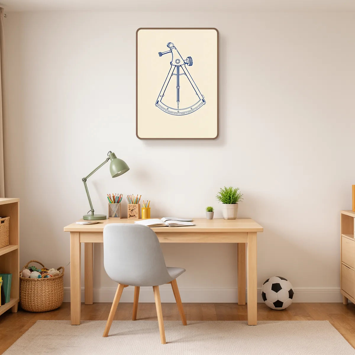 Maritime Sextant Minimal Line Art