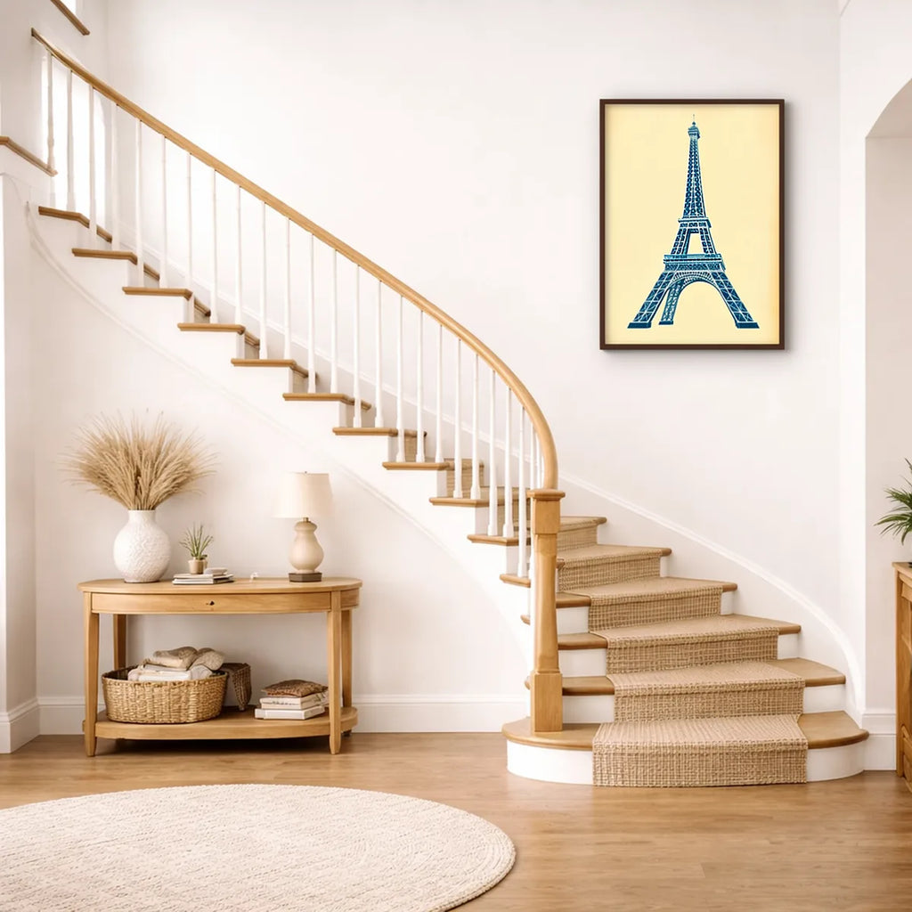 Eiffel Tower Blueprint Line Art Print