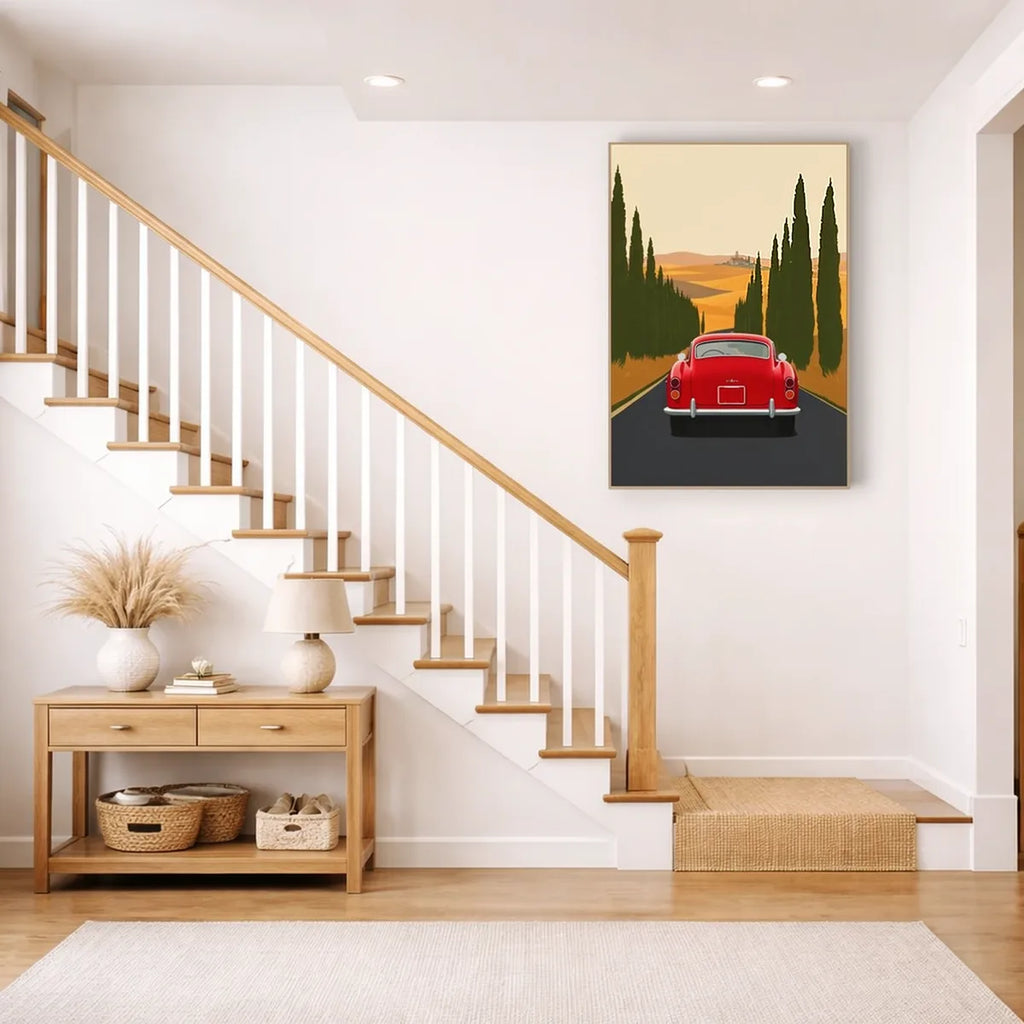 Retro Ferrari Tuscany Travel Poster