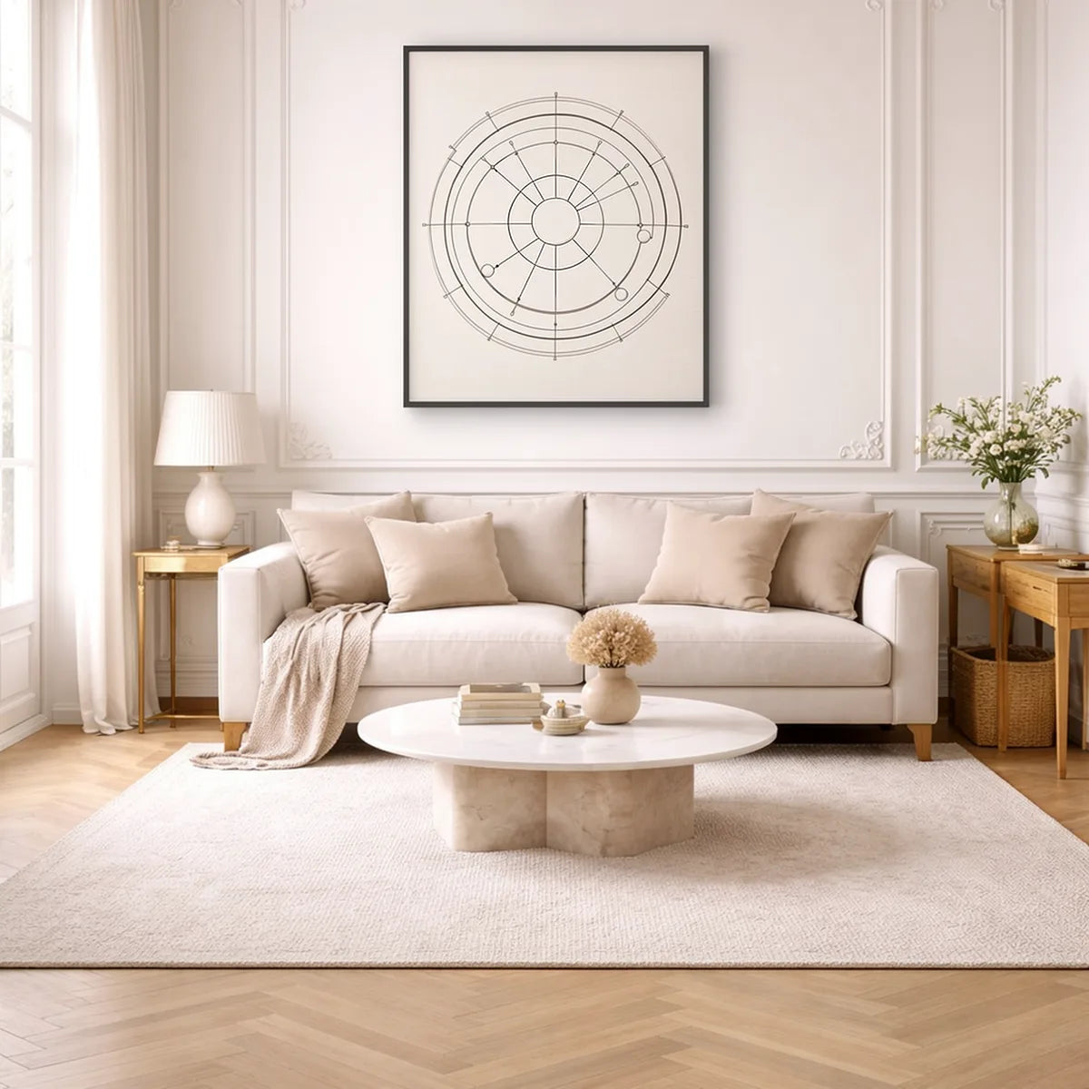 Mechanical Orrery Minimal Line Art
