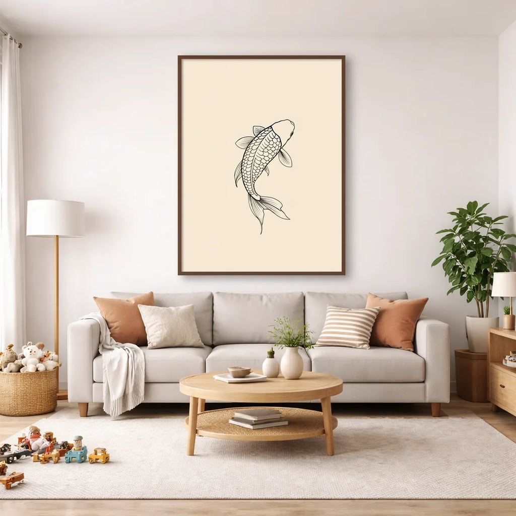 Koi Fish Minimal Line Art Print