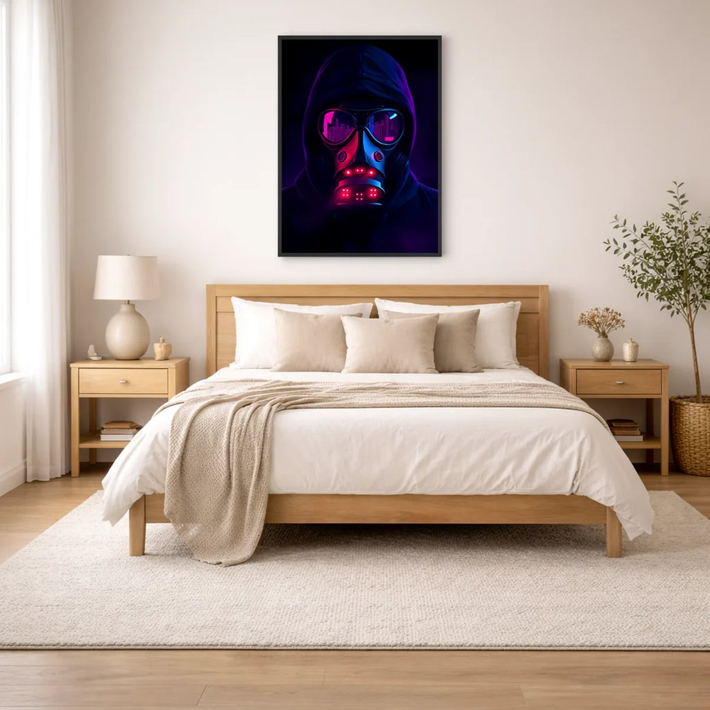 Cyberpunk Gas Mask Portrait Print