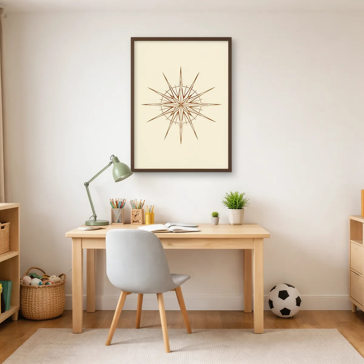 Mariner Compass Rose Line Art