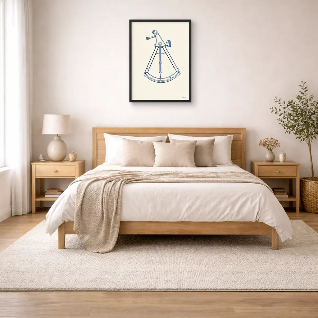Maritime Sextant Minimal Line Art