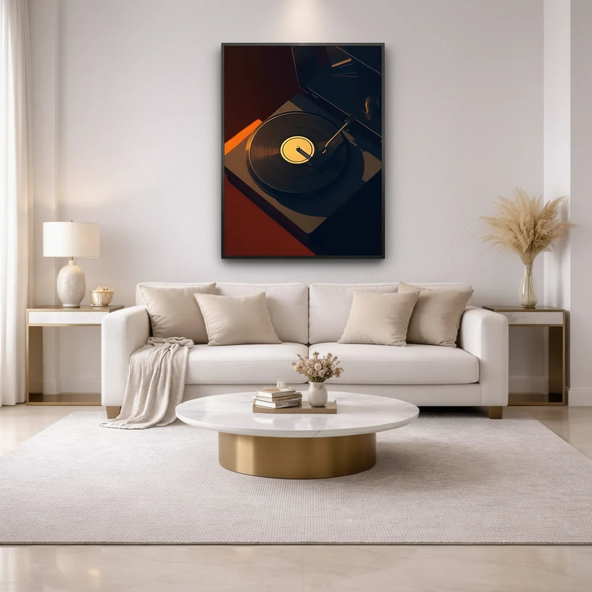 Vintage Turntable Record Player Art