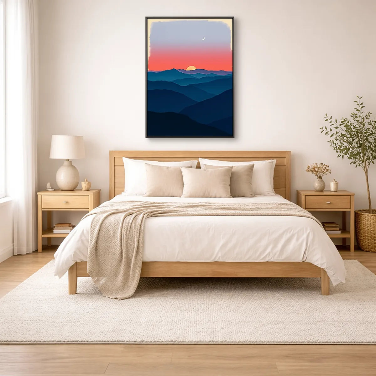 Layered Mountain Dusk Landscape Print