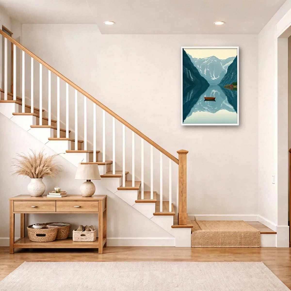 Norwegian Fjord Boat Travel Poster