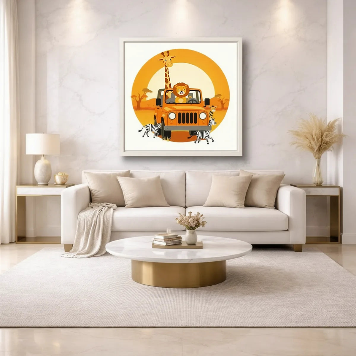 Safari Jeep Animals Nursery Art