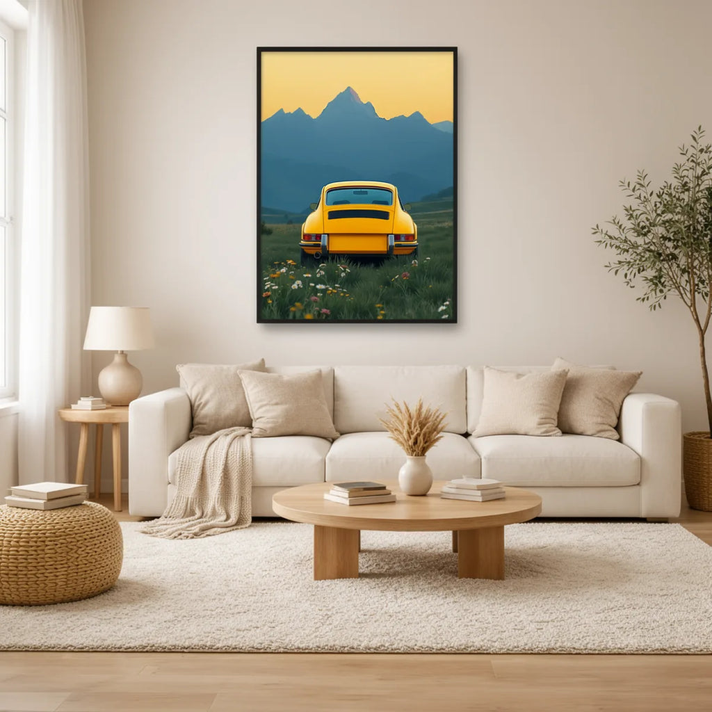 Retro Porsche Alpine Pass Travel Poster