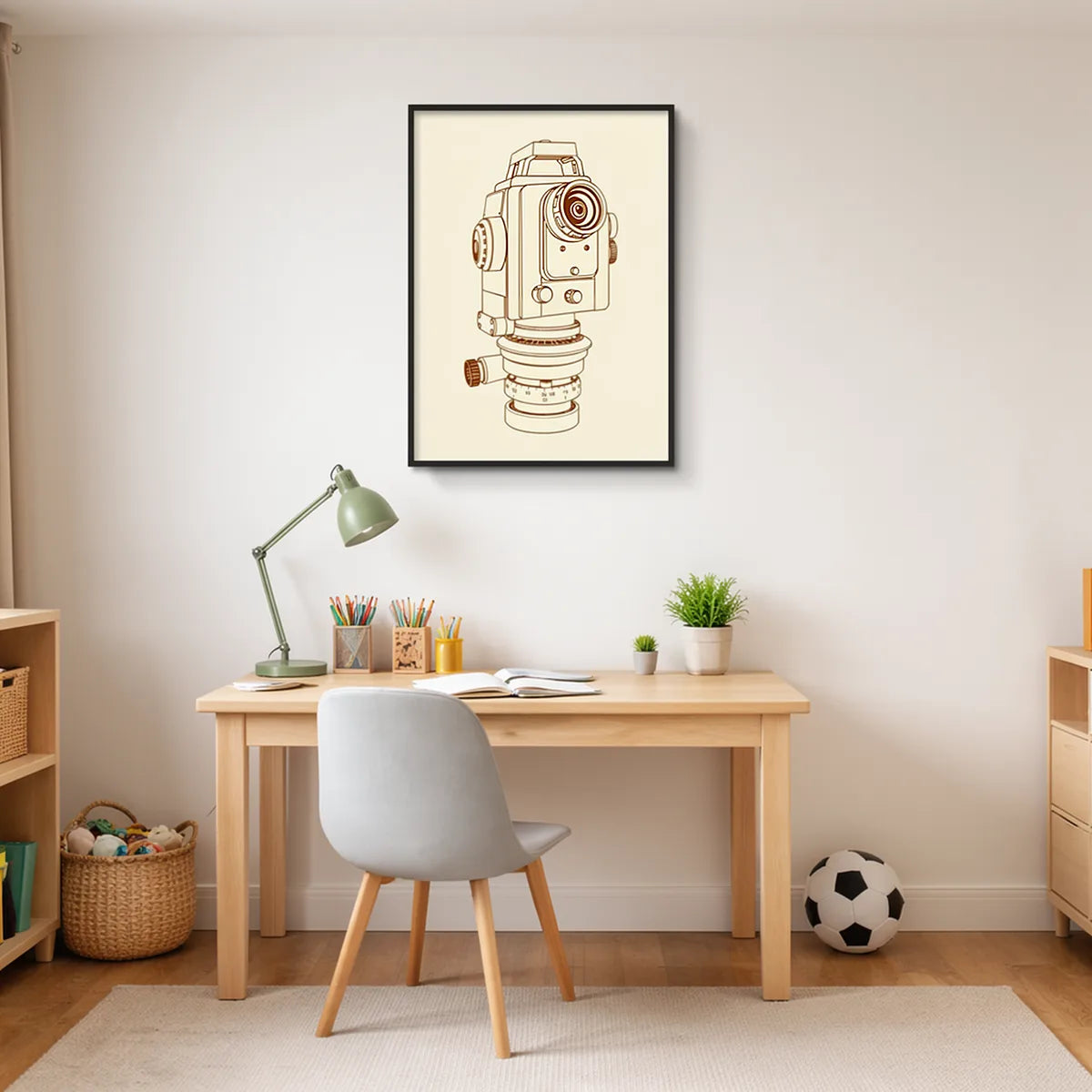 Victorian Theodolite Line Art Print