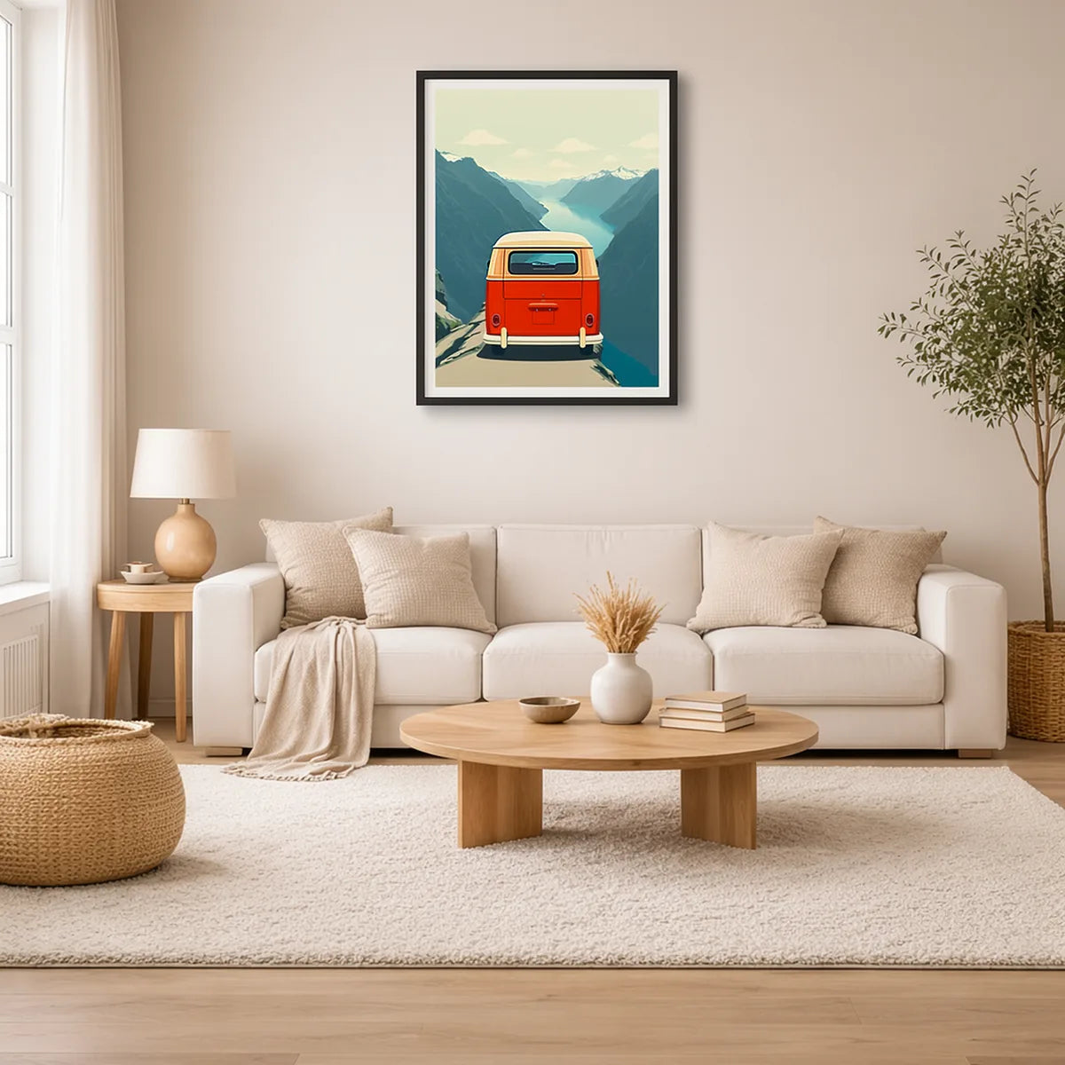 Retro VW Microbus Norwegian Fjord Poster