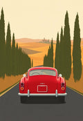 Retro Ferrari Tuscany Travel Poster