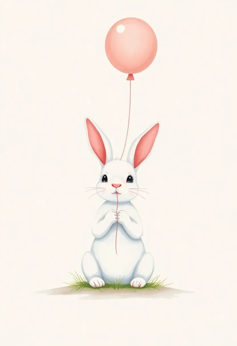 Bunny with Balloon Nursery Print