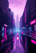 Neon Cyberpunk City Rain Street