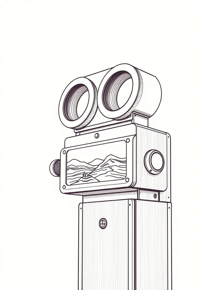Victorian Stereoscope Minimal Line Art