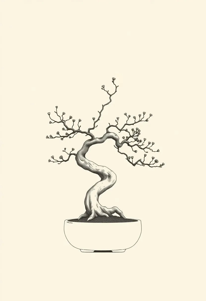 Bonsai Tree Minimal Line Art Print